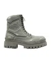 Balenciaga Mens Khaki Combat Strike Faded-wash Canvas Ankle Boots In Gray