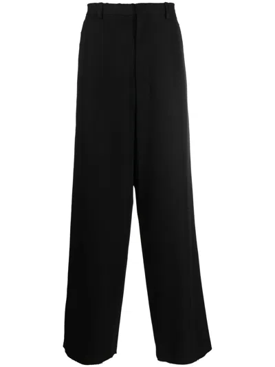 Balenciaga High Waist Wool Wide-leg Pant In Black