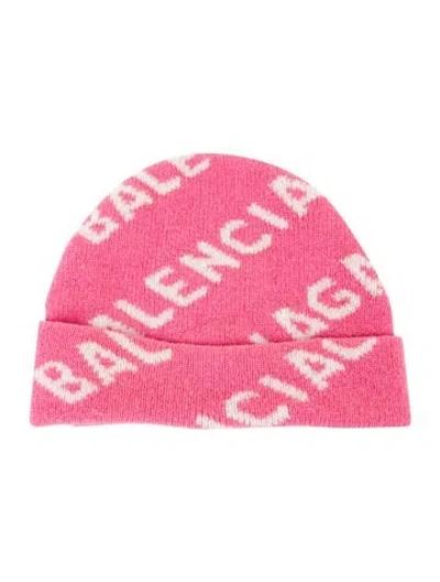 Pre-owned Balenciaga Woven Beanie Hat In Pink