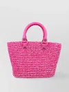 Balenciaga Woven Texture Tote Bag With Heart Charm In Pink