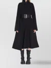 Balenciaga L-blend Cloth Coat With Belt In Black