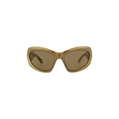 Pre-owned Balenciaga Wrap Around Sunglasses 'gold/brown' | Women's Size Onesize