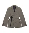 Balenciaga Tailored Wrap Jacket With Checkered Design For Women In Brown