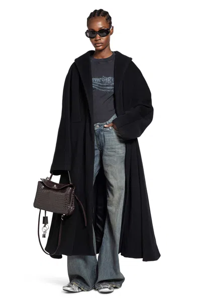 Balenciaga Wrap Coat In Black