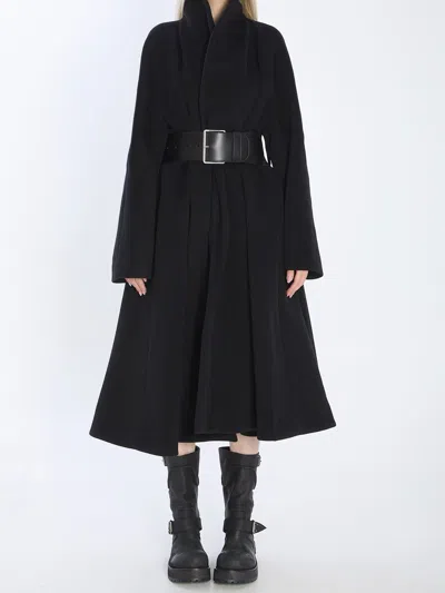 BALENCIAGA WRAP COAT IN BLACK WOOL