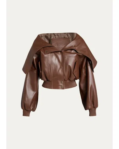 Balenciaga Wrap Collar Blouson Jacket In Brown