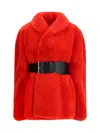 Balenciaga Women Wrap Faux Fur Coat In Red