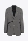 Balenciaga Tailored Wrap Jacket With Checkered Design For Women In Gray