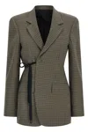 Balenciaga Tailored Wrap Jacket With Checkered Design For Women In Brown