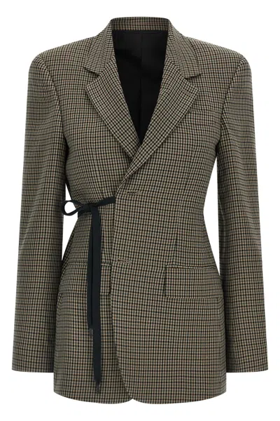 Balenciaga Tailored Wrap Jacket With Checkered Design For Women In Green