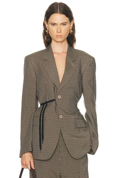 Balenciaga Tailored Wrap Jacket With Checkered Design For Women In Green