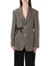 Balenciaga Tailored Wrap Jacket With Checkered Design For Women In Brown