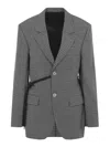 Balenciaga Tailored Wrap Jacket With Checkered Design For Women In Gray