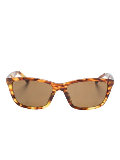 Balenciaga Wraparound-frame Sunglasses In 褐色