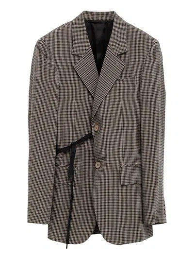 Balenciaga Tailored Wrap Jacket With Checkered Design For Women In Green
