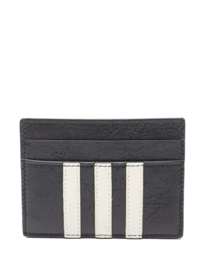 Pre-owned Balenciaga X Adidas 2010s 3-stripes Leather Cardholder In Black