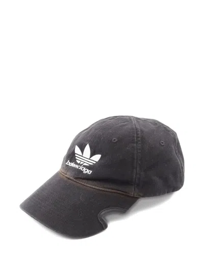 Pre-owned Balenciaga X Adidas 2010s Logo-detail Cotton Cap In Black