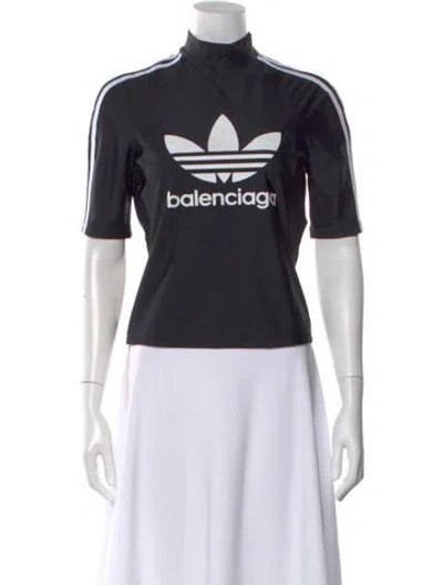 Pre-owned Balenciaga X Adidas 2022 Graphic Print Top In Black