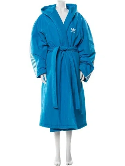 Pre-owned Balenciaga X Adidas 2022 Logo Trench Coat In Blue