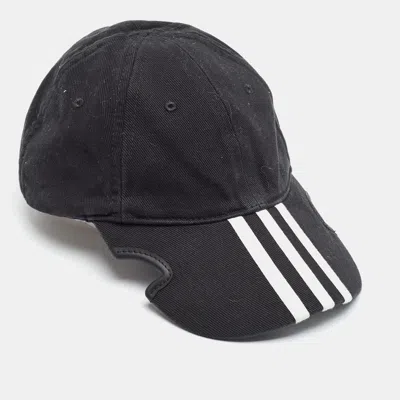 Pre-owned Balenciaga X Adidas Black Striped Distressed Cotton Baseball Cap S