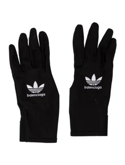 Pre-owned Balenciaga X Adidas Embroidered Logo Gloves In Black/white