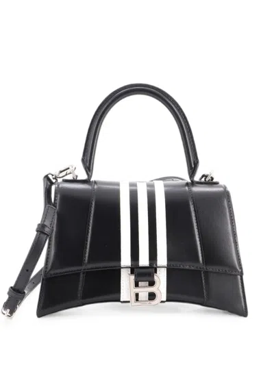 Pre-owned Balenciaga X Adidas Hourglass Top Handle Bag Leather Small Satchel In Black