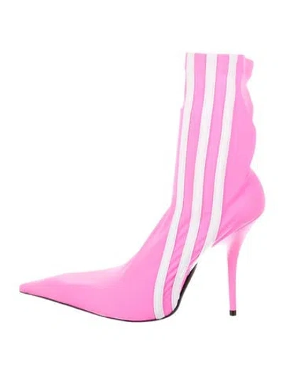 Pre-owned Balenciaga X Adidas Knife Striped Sock Boots In Pink