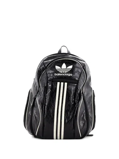 Pre-owned Balenciaga X Adidas Leather Small Backpack In Black