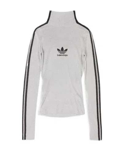 Balenciaga X Adidas Mock-neck Lurex T-shirt In White