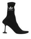 Balenciaga X Adidas Originals Woman Ankle Boots Black Size 8 Textile Fibers In Animal Print