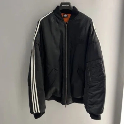 Pre-owned Balenciaga X Adidas Oversized Bomber In Large In Black