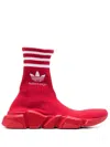 Balenciaga X Adidas Speed Sock-style Sneakers In 红色