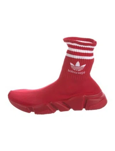 Pre-owned Balenciaga X Adidas Speed Trainer Sock Sneakers In Red