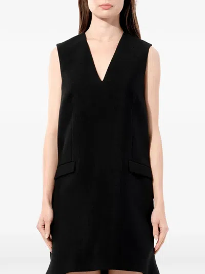 Balenciaga X Alexander Wang Asymmetric V-neck Mini Dress In Black