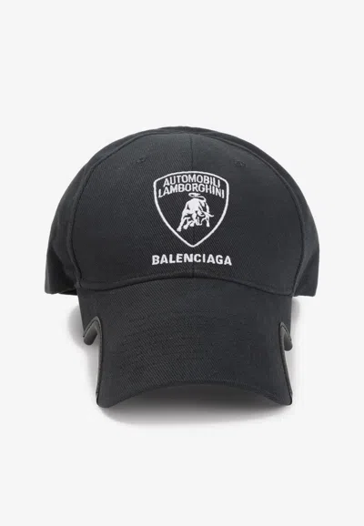 BALENCIAGA X AUTOMOBILI LAMBORGHINI LOGO-EMBROIDERED BASEBALL CAP