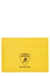 Balenciaga X Automobili Lamborghini Logo Leather Card Holder In Yellow
