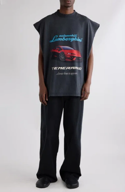 Balenciaga X Automobili Lamborghini Sleeveless Graphic T-shirt In Blue