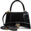 Balenciaga X Automobili Lamborghini Small Hourglass Patent Leather Top Handle Bag In Black