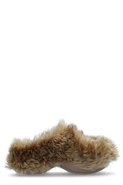 Balenciaga X Crocs™ Faux Fur Mules In Beige