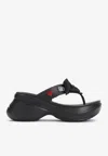Balenciaga Rubber Sandals With Playful Heart Embellishments In Black