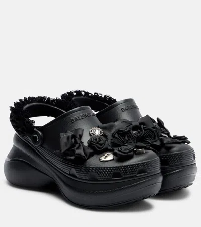 Balenciaga X Crocs Jibbitz Platform Mules In Black