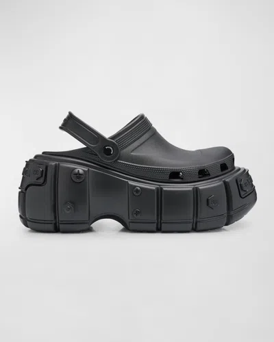 Balenciaga X Crocs Hardcrocs Platform Sandals In 1010 Black/black