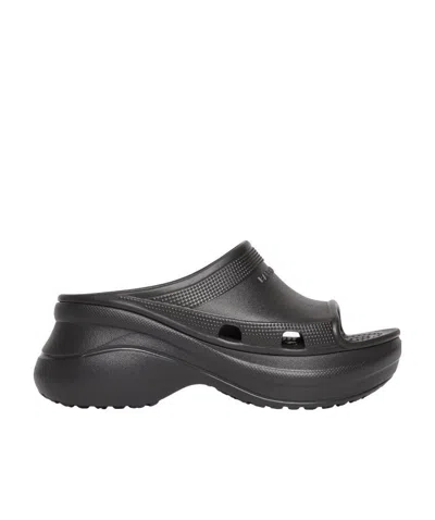 Balenciaga 85mm Rubber Pool Slide Sandals In Black
