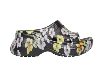 Pre-owned Balenciaga X Crocs Pool Slide Sandals Flower (women's) Sneakers In Grey