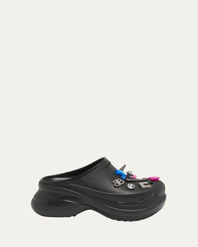 BALENCIAGA X CROCS RUBBER CLOG PLATFORM MULES