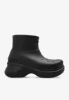 Balenciaga Chunky Platform Ankle Boots With Perforated Detailing In Black