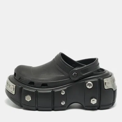 Pre-owned Balenciaga X Crocs Size 44 Black Rubber Hardcrocs Mules