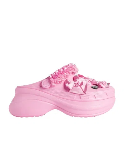 Balenciaga X Crocs X Jibbitz Charms Mules In Pink