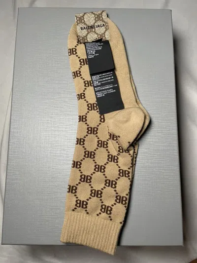 Pre-owned Balenciaga X Gucci Hacker Project Socks In Beige