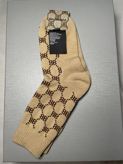 Pre-owned Balenciaga X Gucci Hacker Project Socks In Beige